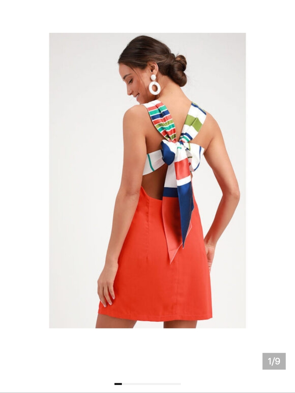 Lulu's Joyful Red-Orange Multi-Stripe Bow-Back Mini Dress